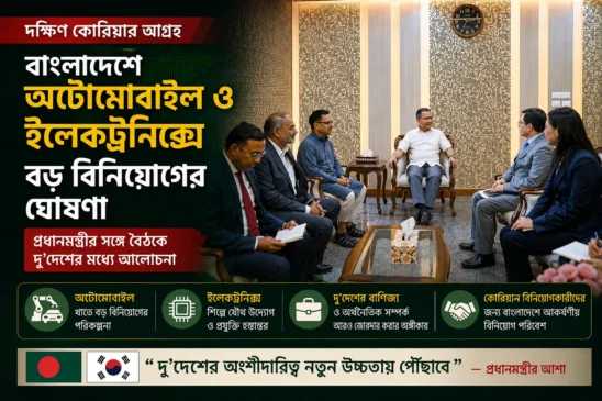 বাংলাদেশে অটোমোবাইল ও ইলেকট্রনিক্সে বড় বিনিয়োগ করতে চায় দক্ষিণ কোরিয়া