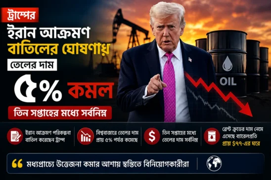 ট্রাম্পের ইরান আক্রমণ বাতিলের ঘোষণায় তেলের দাম কমল, তিন সপ্তাহের মধ্যে সর্বনিম্ন