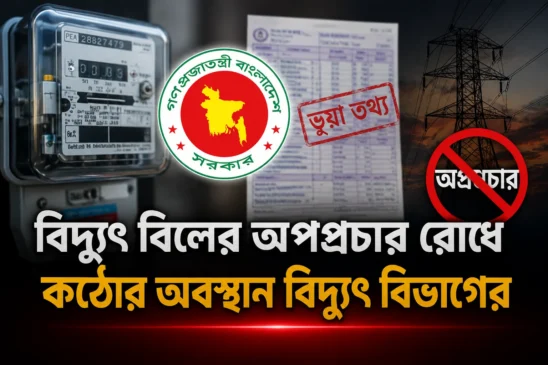 বিদ্যুৎ বিলের অপপ্রচার রোধে কঠোর অবস্থান বিদ্যুৎ বিভাগের