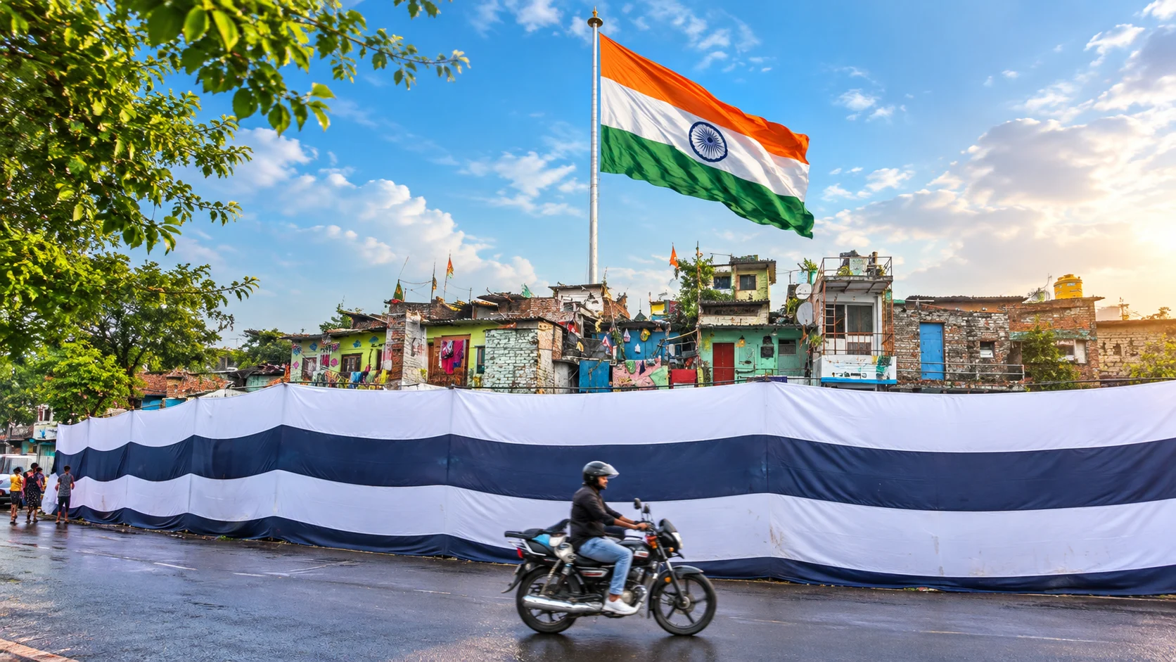 পর্দা দিয়ে ঢাকা হলো দিল্লির বস্তি, বিশ্বনেতাদের কাছে ‘দারিদ্র্য আড়াল!