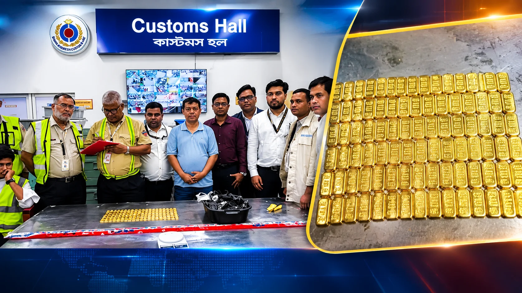 ঢাকা বিমানবন্দরে বিমানকর্মী আটক, বেল্টে লুকানো ১৪ কেজি সোনা